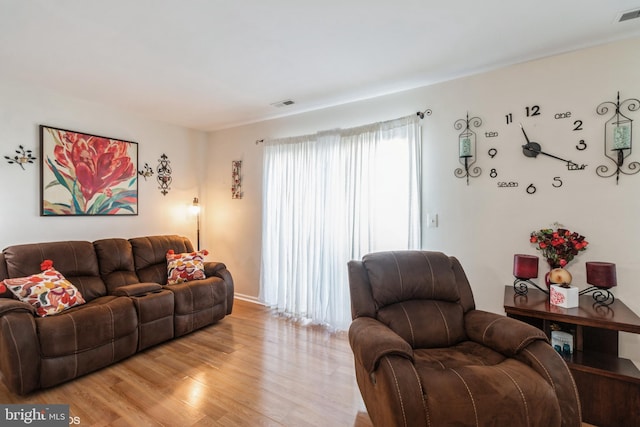 living room with light wood-type flooring