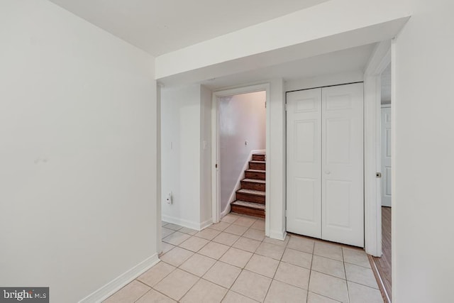 interior space featuring light tile patterned flooring