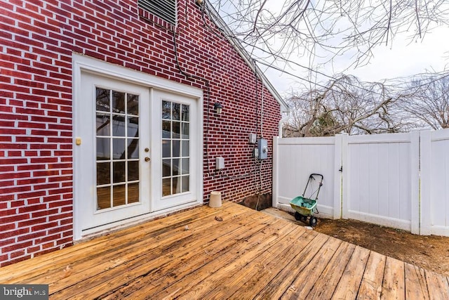 wooden deck with french doors