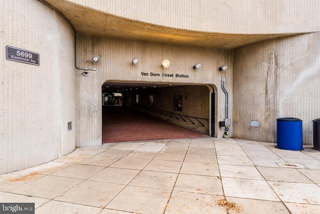 property entrance with a garage