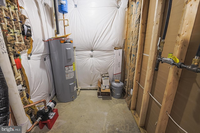 utility room with water heater