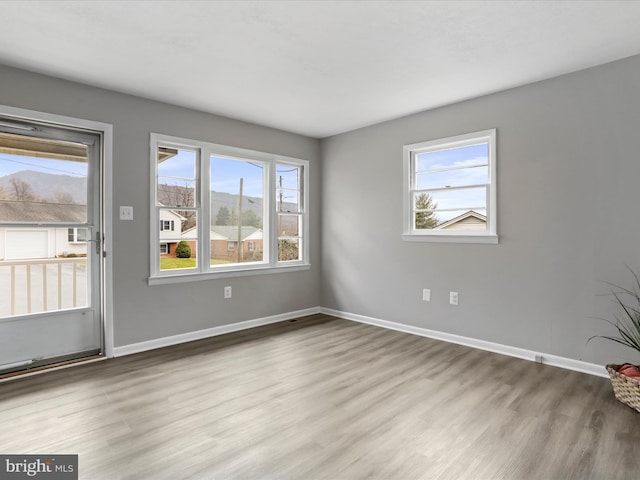 unfurnished room with light hardwood / wood-style flooring and a healthy amount of sunlight