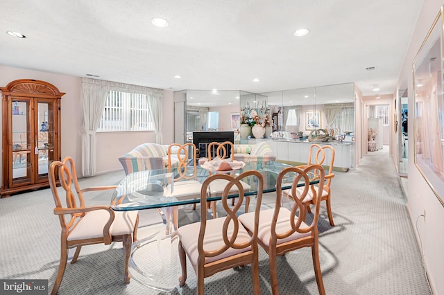 view of carpeted dining room