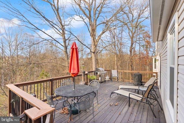 deck featuring grilling area