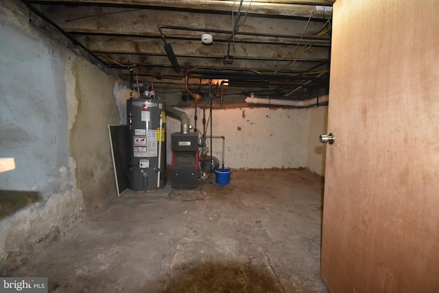 basement with gas water heater