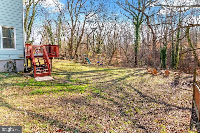 view of yard featuring a deck