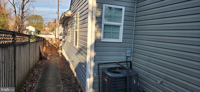 view of home's exterior with central AC unit