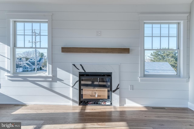 room details featuring wooden walls