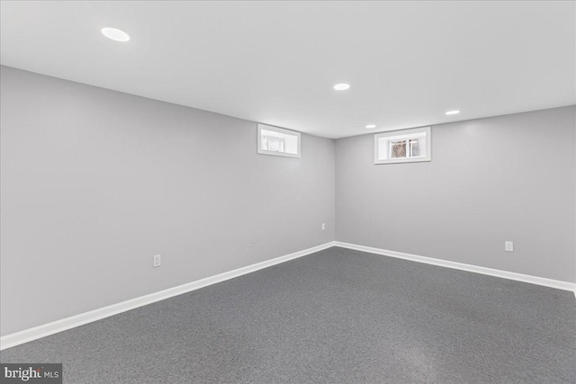 basement featuring carpet flooring