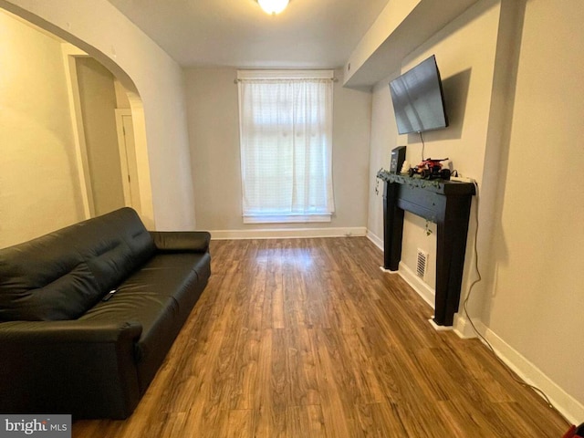 living room featuring wood-type flooring