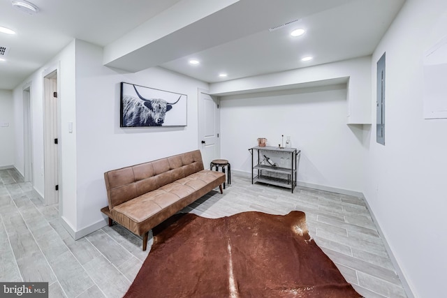 living area featuring light hardwood / wood-style floors