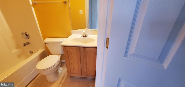 full bathroom with tile patterned floors, vanity, toilet, and shower / bath combination