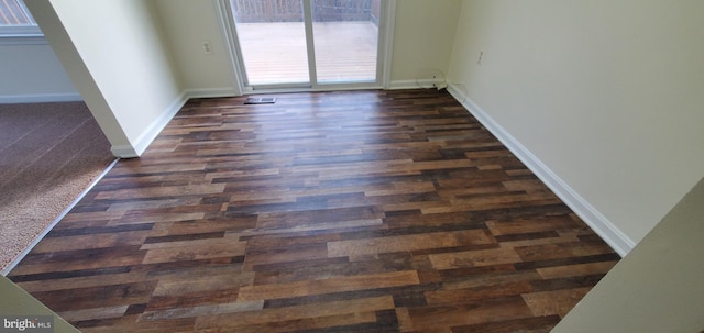 spare room featuring dark hardwood / wood-style flooring