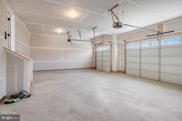 garage with a garage door opener