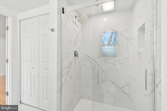 bathroom featuring walk in shower