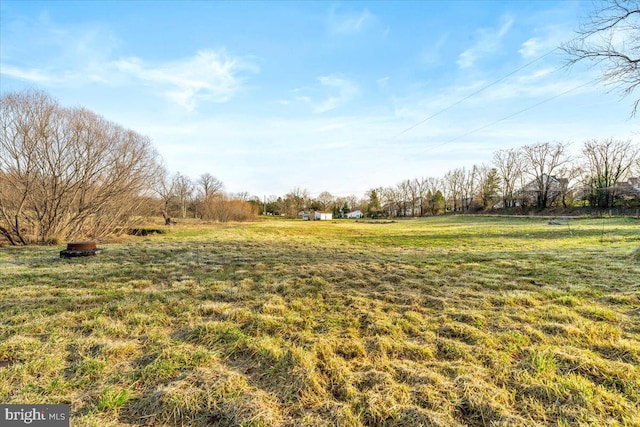 view of yard with a rural view