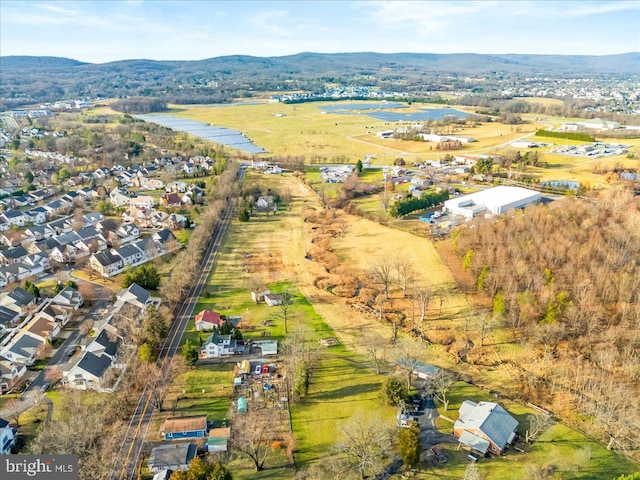 drone / aerial view with a mountain view