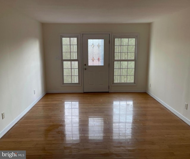 entryway with hardwood / wood-style flooring