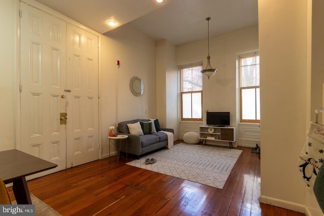 living room featuring dark hardwood / wood-style floors