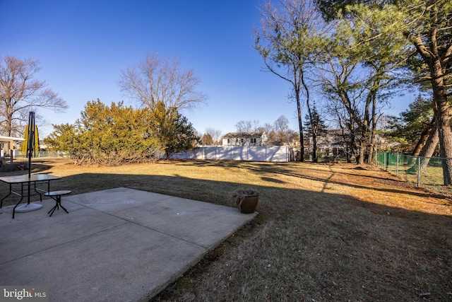 view of yard with a patio area