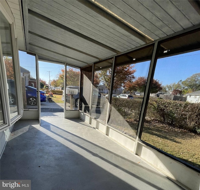 view of unfurnished sunroom