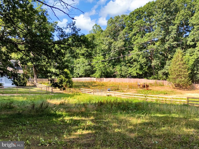 view of yard with a rural view