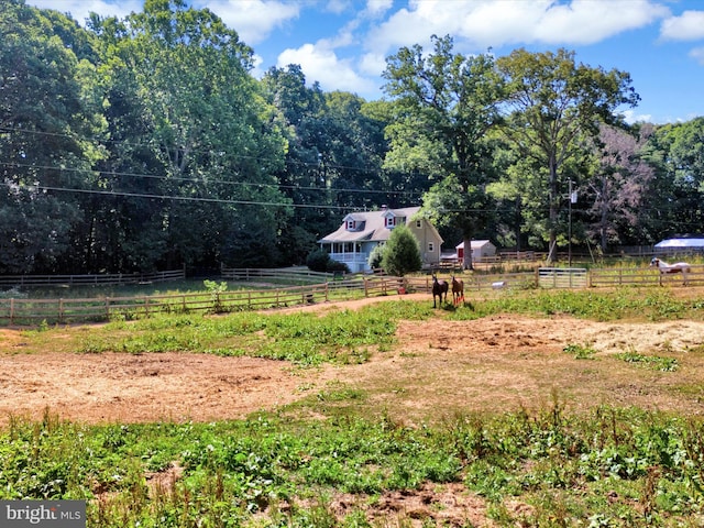 view of yard featuring a rural view