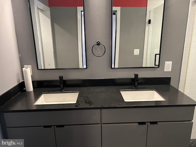 full bathroom featuring a sink and double vanity