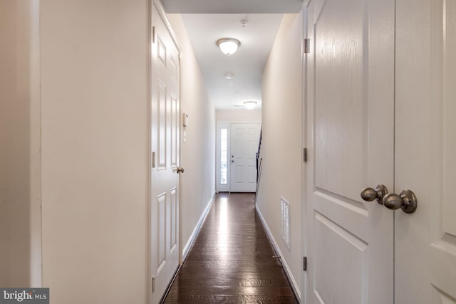 hall featuring dark hardwood / wood-style floors