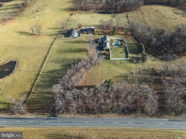 aerial view featuring a rural view