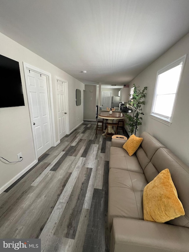 living room with hardwood / wood-style flooring