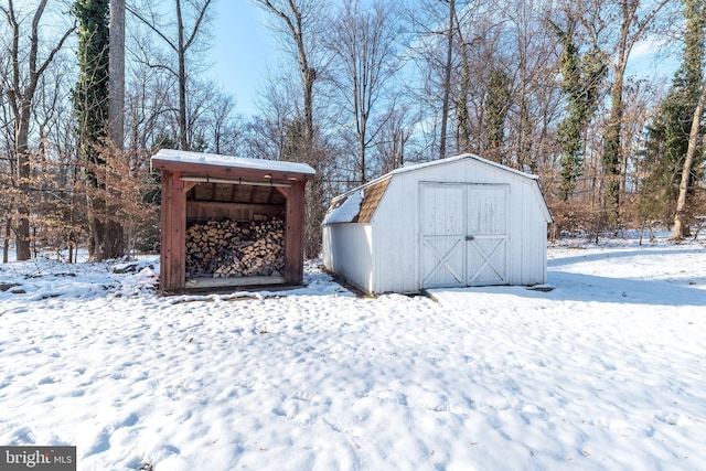 view of snow covered structure