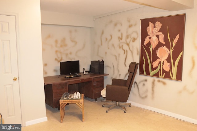 view of carpeted office space