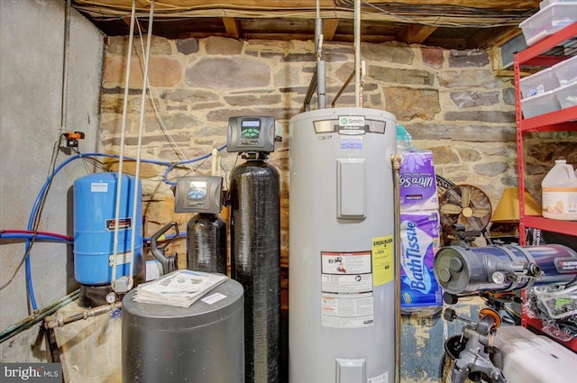 utility room with electric water heater