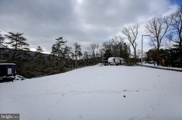 view of yard covered in snow