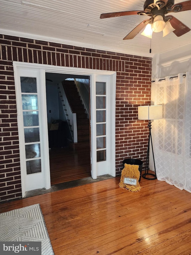 interior space featuring ceiling fan