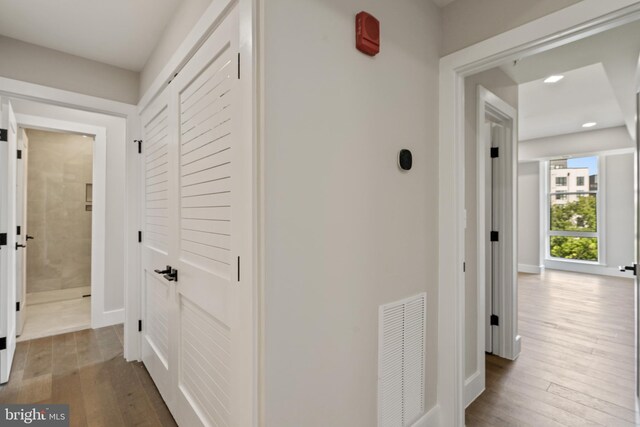 hall featuring light wood-type flooring