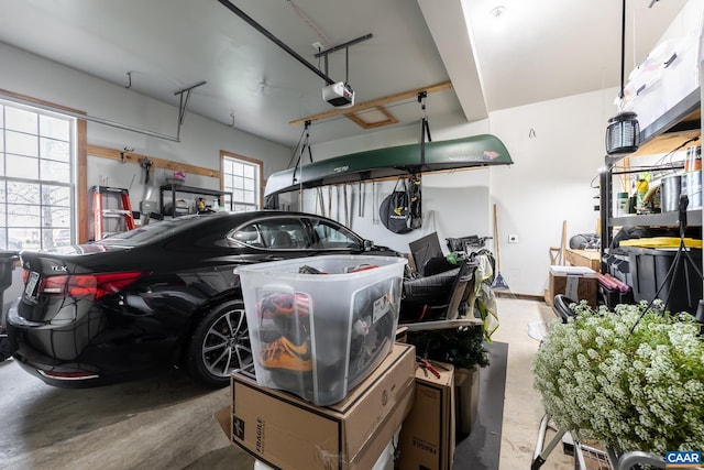 garage with a garage door opener