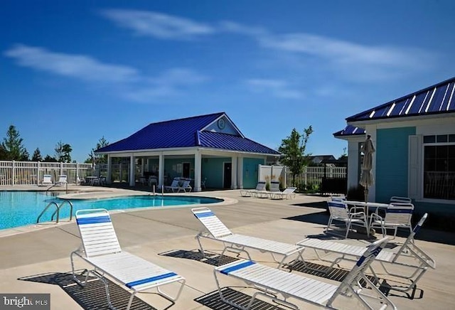 view of pool featuring a patio