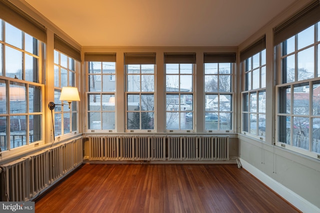 unfurnished sunroom featuring a healthy amount of sunlight and radiator