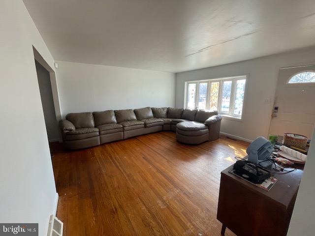 living room with hardwood / wood-style floors