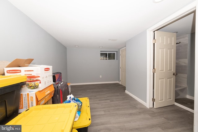 recreation room featuring hardwood / wood-style floors