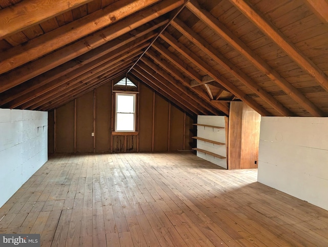 view of unfinished attic