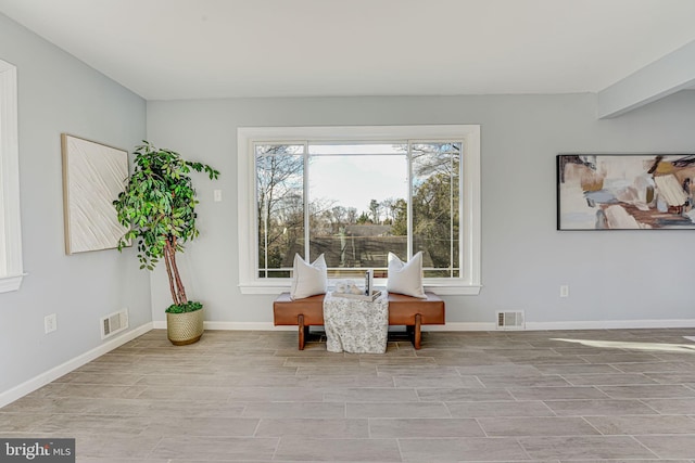 sitting room with light wood-type flooring