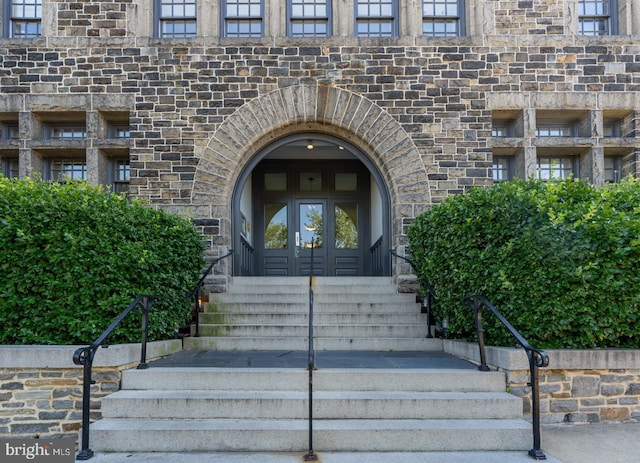 view of exterior entry with french doors