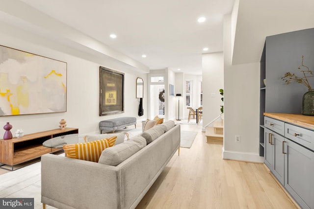 living room with light wood-type flooring