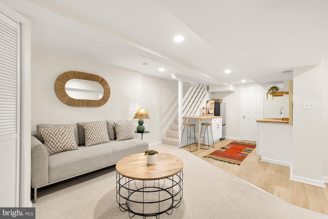 living room with wood-type flooring