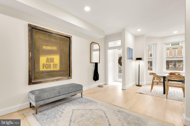 entrance foyer with light hardwood / wood-style flooring