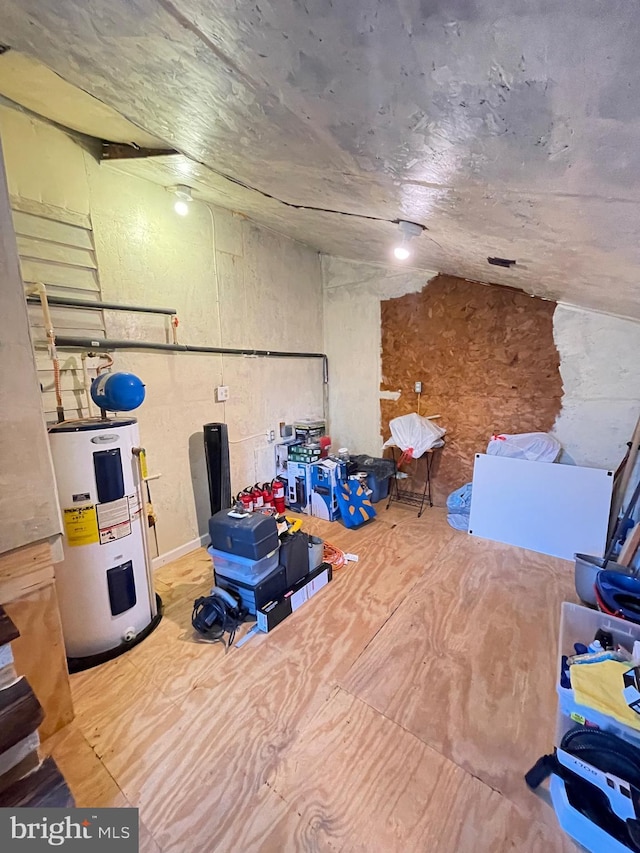 basement with electric water heater