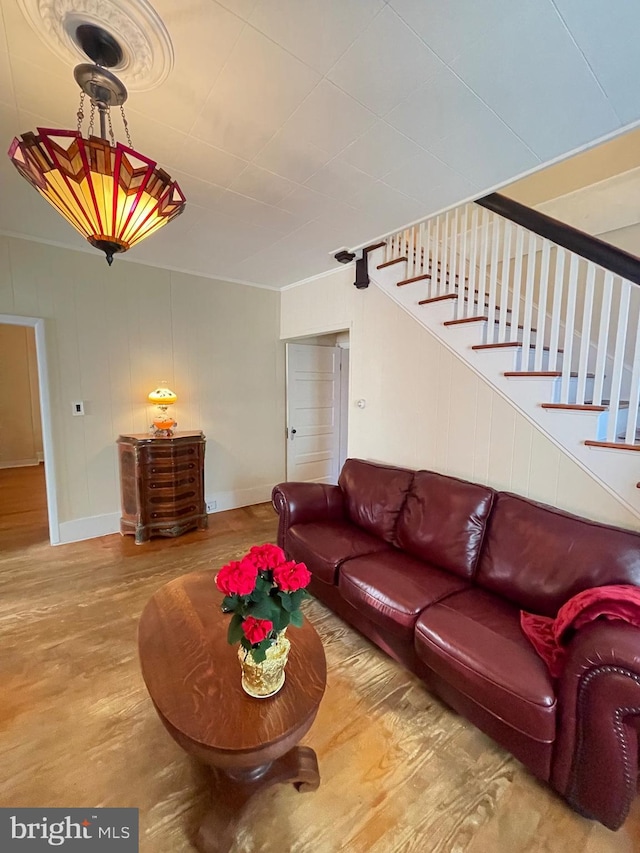 211 W 6th St, Laurel, DE 19956 - living room with wood finished floors and stairs